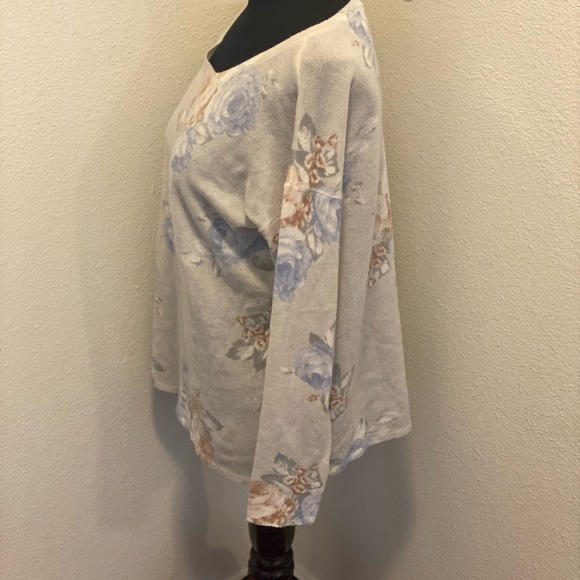 2 FOR $20 Joie 100% Cashmere Oversized Floral Sweater Gray Size XS *hole - Picture 5 of 10